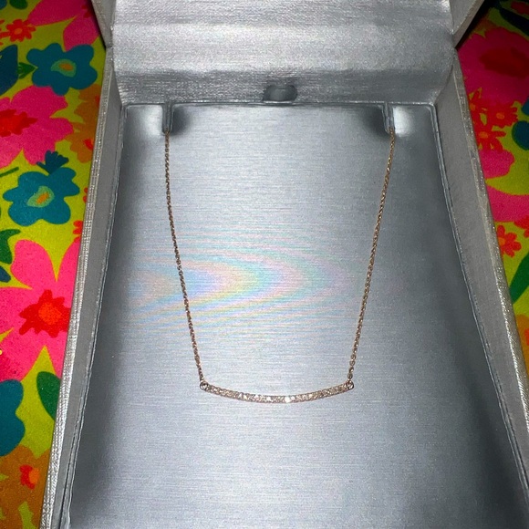 Zales SOLID Rose Gold Bar Necklace with REAL Diamonds